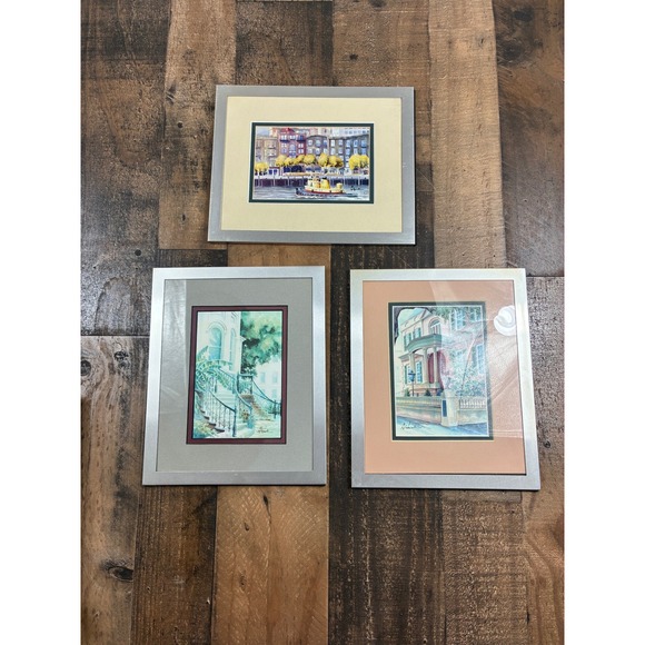 Other - G Howell Savannah Georgia Watercolor Prints Set of 3 Signed Framed Art Decor